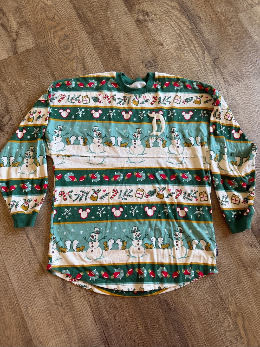 Disneyland Green and White Holiday Crewneck long sleeve